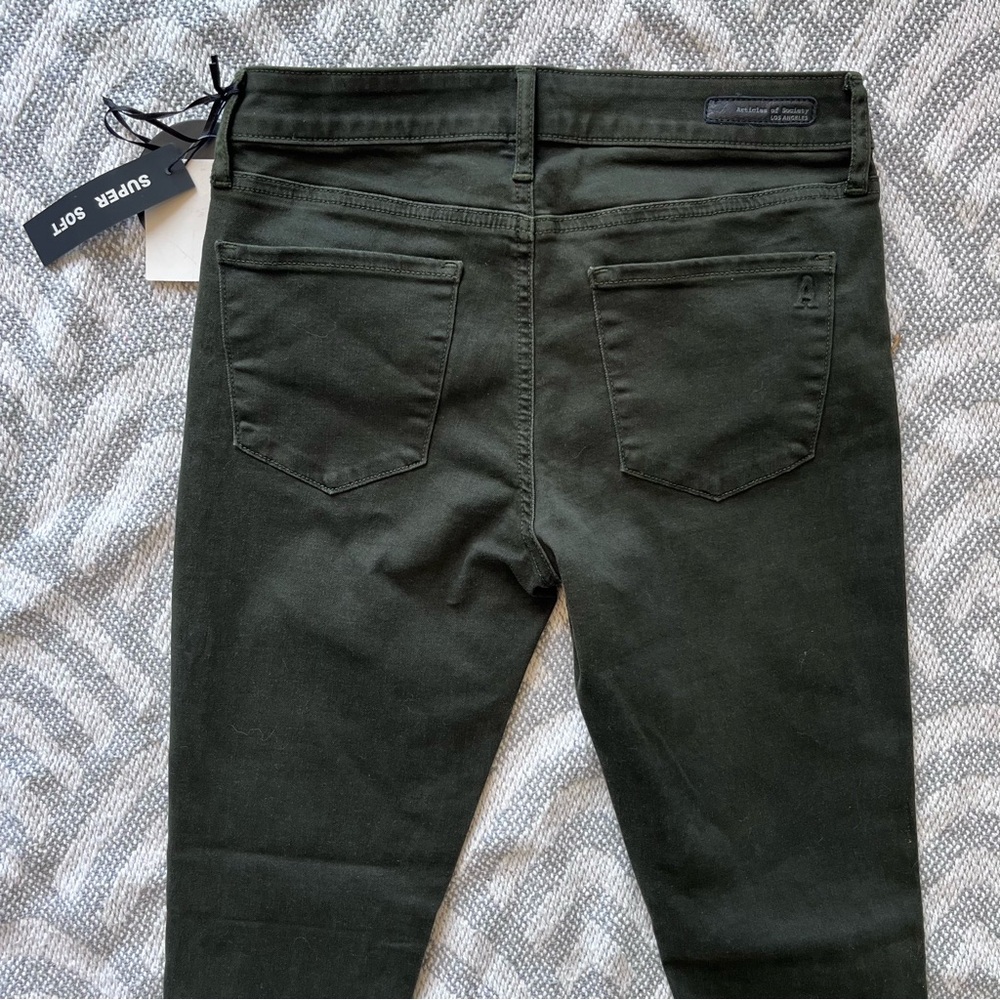ARTICLES OF SOCIETY Mid-Rise Super Soft Ankle Skinny Green Denim Jeans 26 NWT - Picture 6 of 12